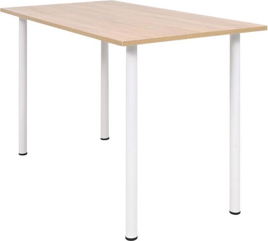 Vidaxl Eettafel 120x60x73 Cm Eikenkleur En Wit - Marrón