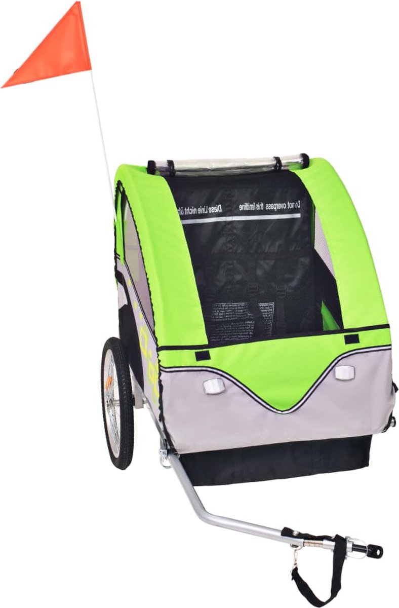 Vidaxl Fietskar Voor Kinderen 30 Kg Grijs En - Groen
