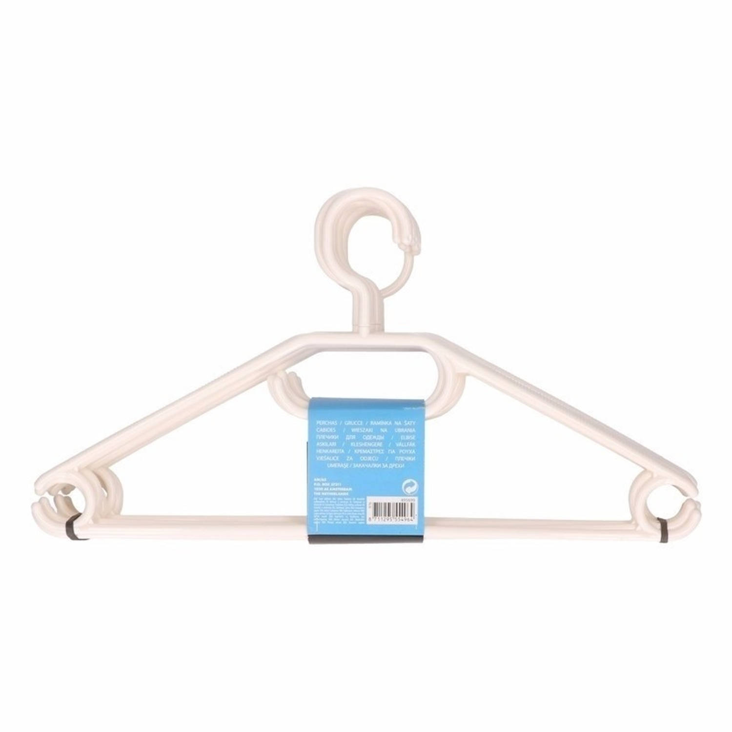 60x Plastic Kledinghangers - Kleerhangers - Kunststof Garderobe Hangers Voor Kledingrek/kledingkast 60 Stuks - Wit