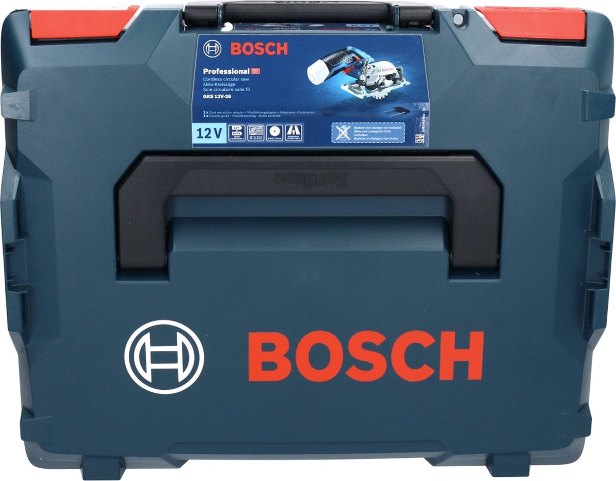 Bosch - Batería circular SAW GKS 12V-26. Con 2 x 3.0 AH batería de iones de litio. L-boxx