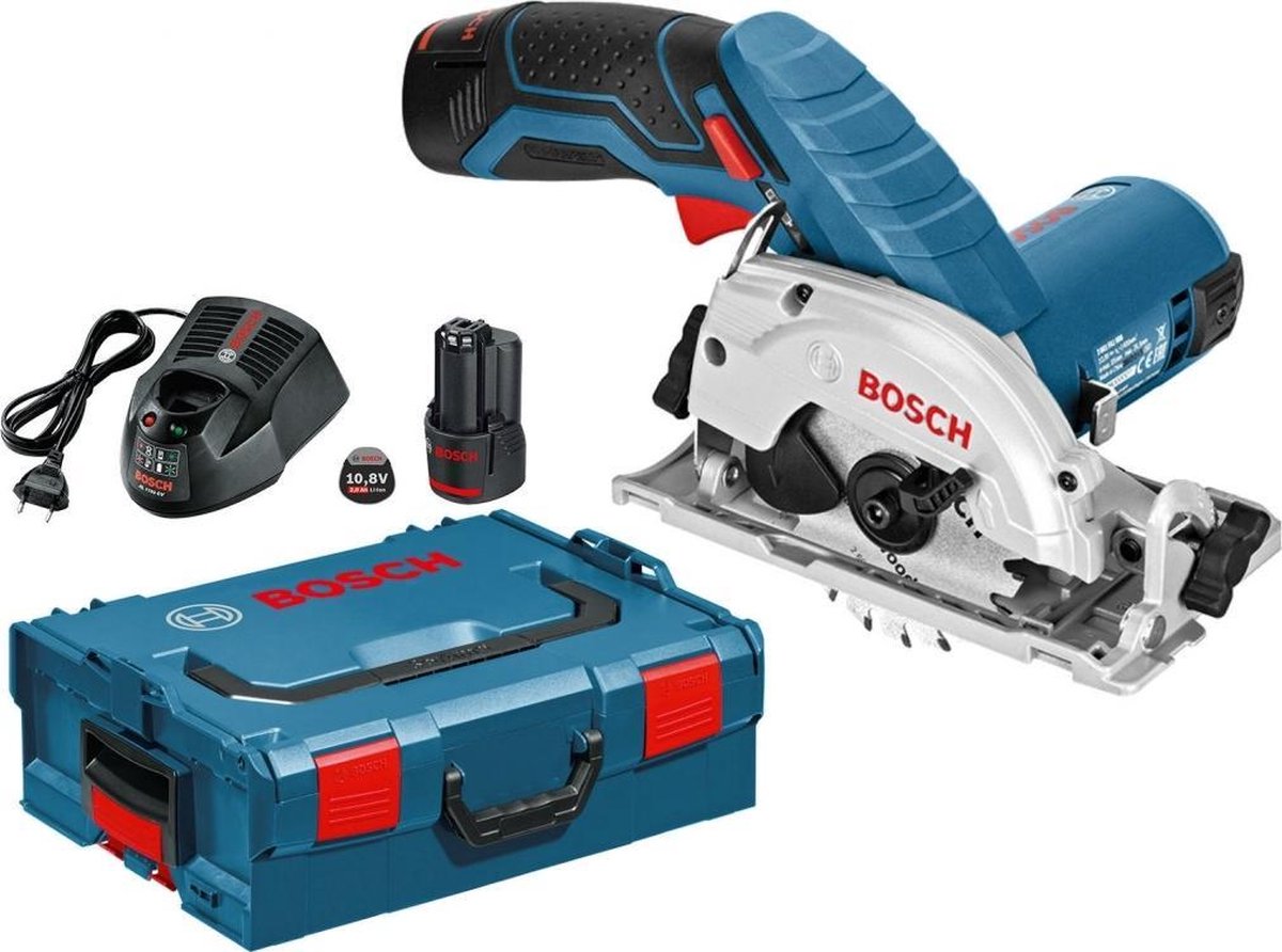Bosch - Batería circular SAW GKS 12V-26. Con 2 x 3.0 AH batería de iones de litio. L-boxx