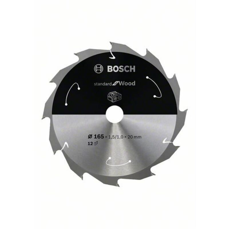 Bosch Hoja de sierra circular estándar para madera, 165x1.5 / 1x20, 12 dientes