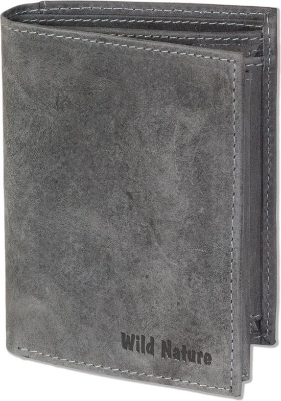 Wild Nature Hoge Billfold Portemonnee Leer Donker - Grijs