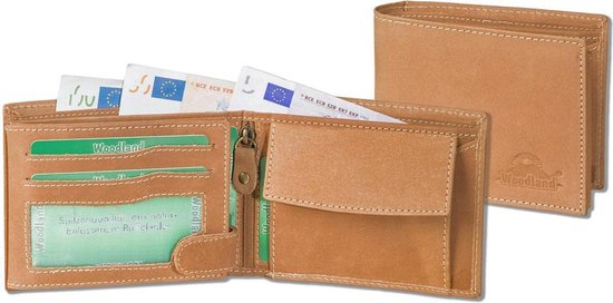 Woodland Heren Portemonnee Billfold Met Rfid Bescherming Leer Cognac - Bruin