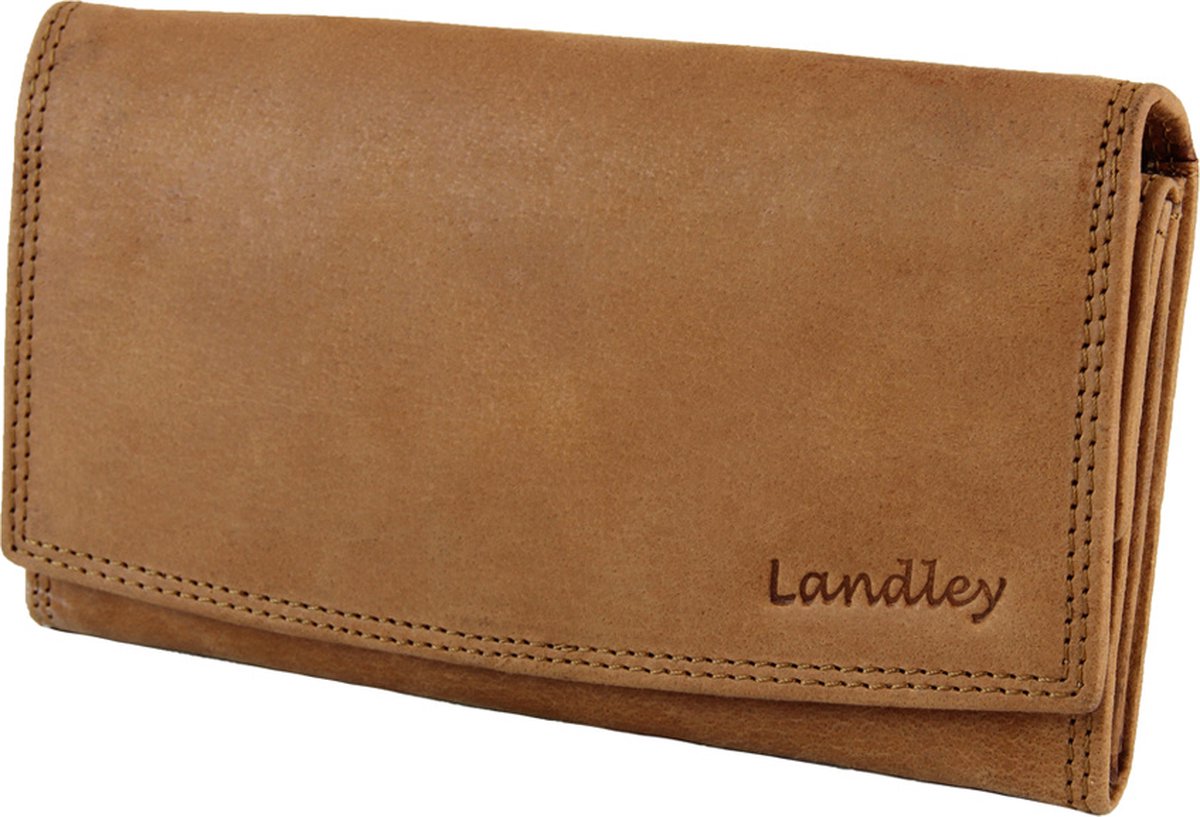 Landley Vintage Dames Overslag Portemonnee Van Leer - Bruin