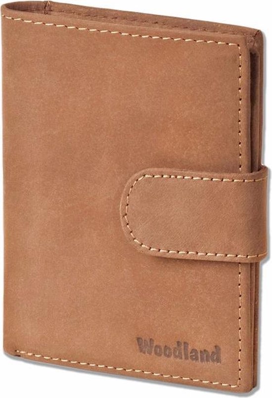 Woodland Leren Billfold Portemonnee Staand Model Met Sluitclip Cognac - Bruin