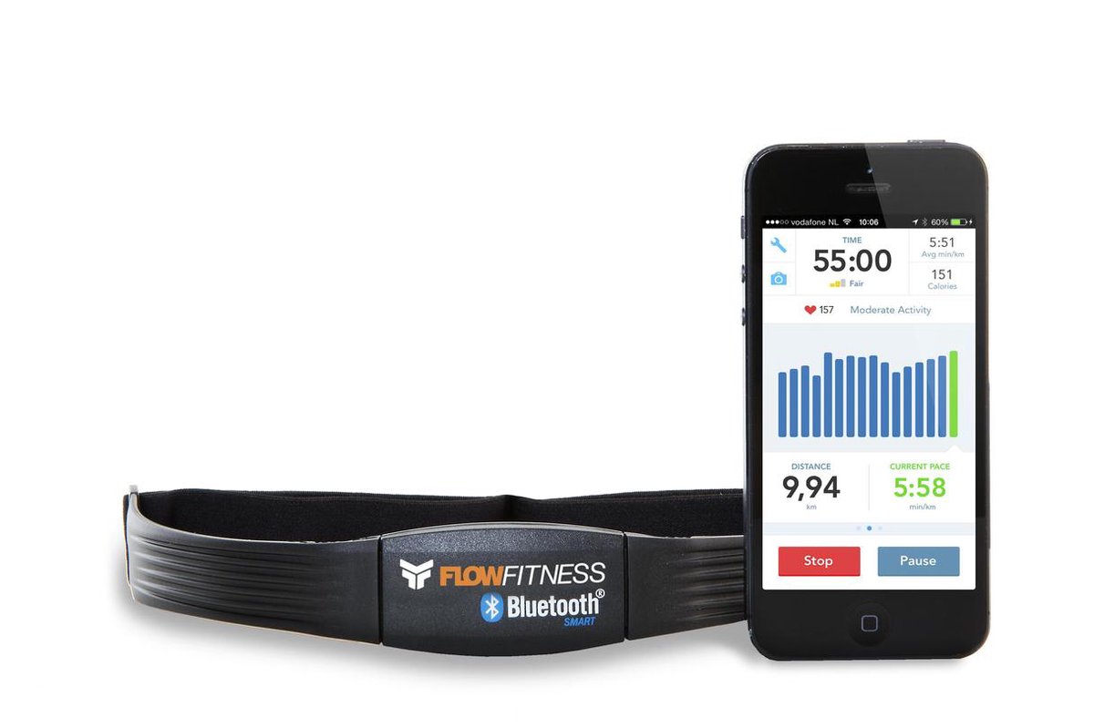 Flow Fitness Bluetooth Borstband - Zwart