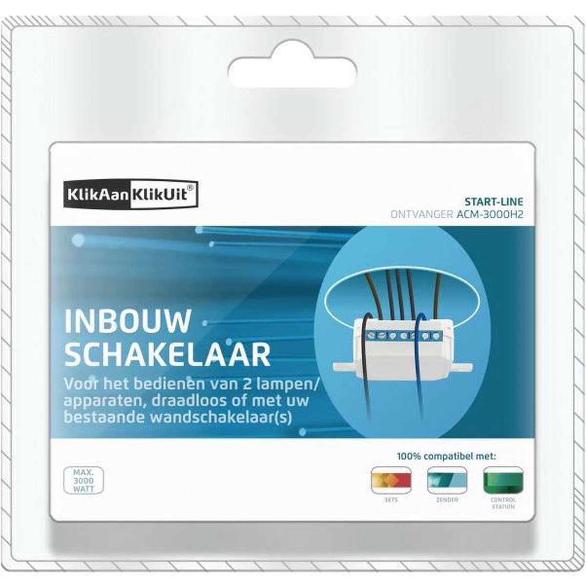 KlikAanKlikUit Klik Aan Klik Uit dubbele inbouwschakelaar ACM-3000H2 - Zwart