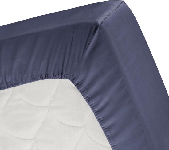 Cinderella Basic Percaline Katoen Topper Hoeslaken - 100% Percaline Katoen - Lits-jumeaux (180x210 Cm) - Dark Blue - Blauw