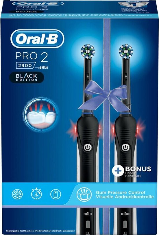 Oral B Oral-b Elektrische Tandenborstel Cross Action Pro 2 2900 Black Duopack - 2 Stuks - Zwart