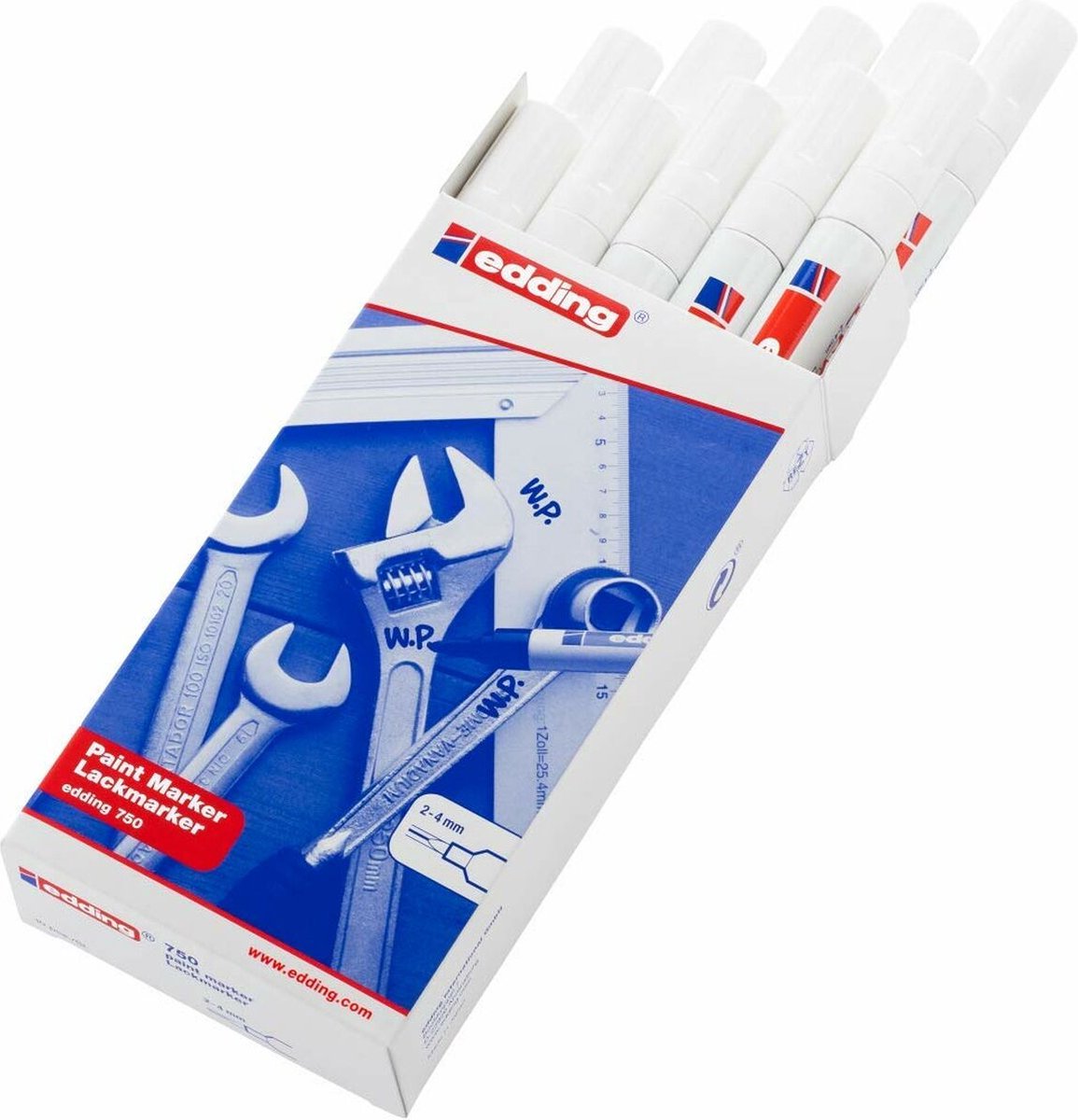 Edding Paint Marker 750-49 Wit, Doos á 10 Stuks.