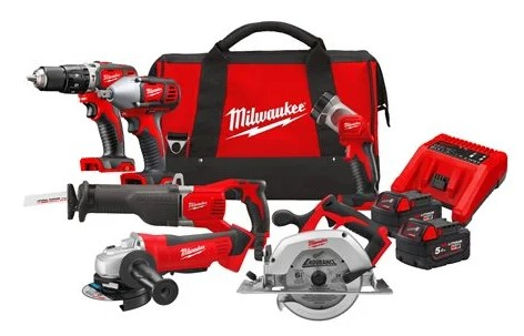 Milwaukee M18 PP6B-502B | M18™ Powerpack | 18V | M18 BPD + M18 BIW12 + HD18 AG-125 + HD18 CS + HD18 SX + M18 T LED