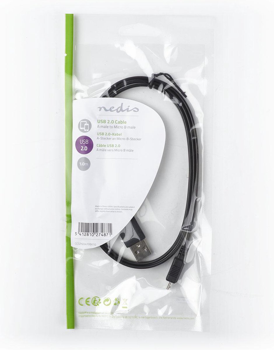Nedis Usb-kabel 1.00 M - Zwart