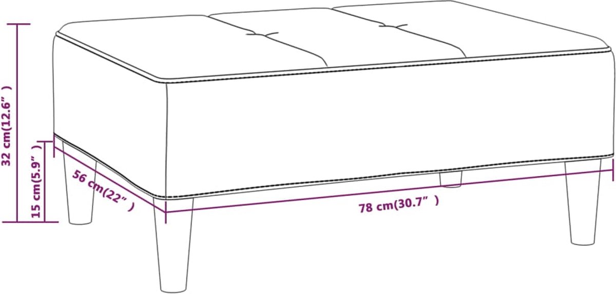 Vidaxl Voetenbank 78x56x32 Cm Fluweel Crèmekleurig