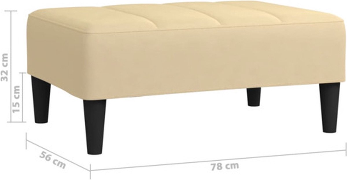 Vidaxl Voetenbank 78x56x32 Cm Fluweel Crèmekleurig