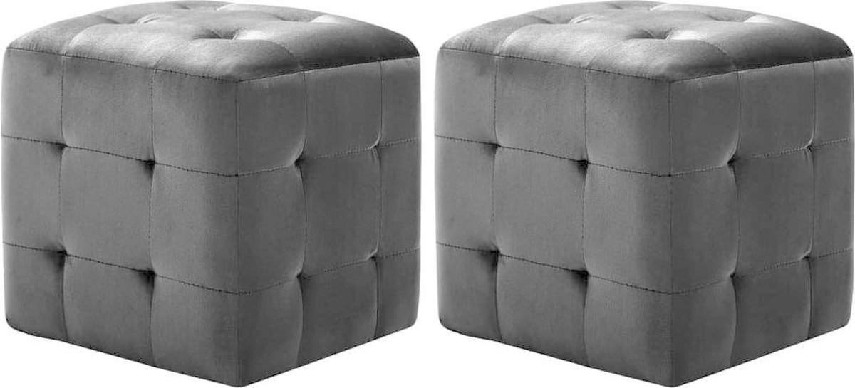 Vidaxl Poef 2 St 30x30x30 Cm Fluweel - Zwart