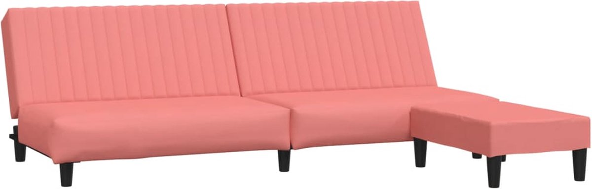 Vidaxl Slaapbank 2-zits Met Voetenbank Fluweel - Roze