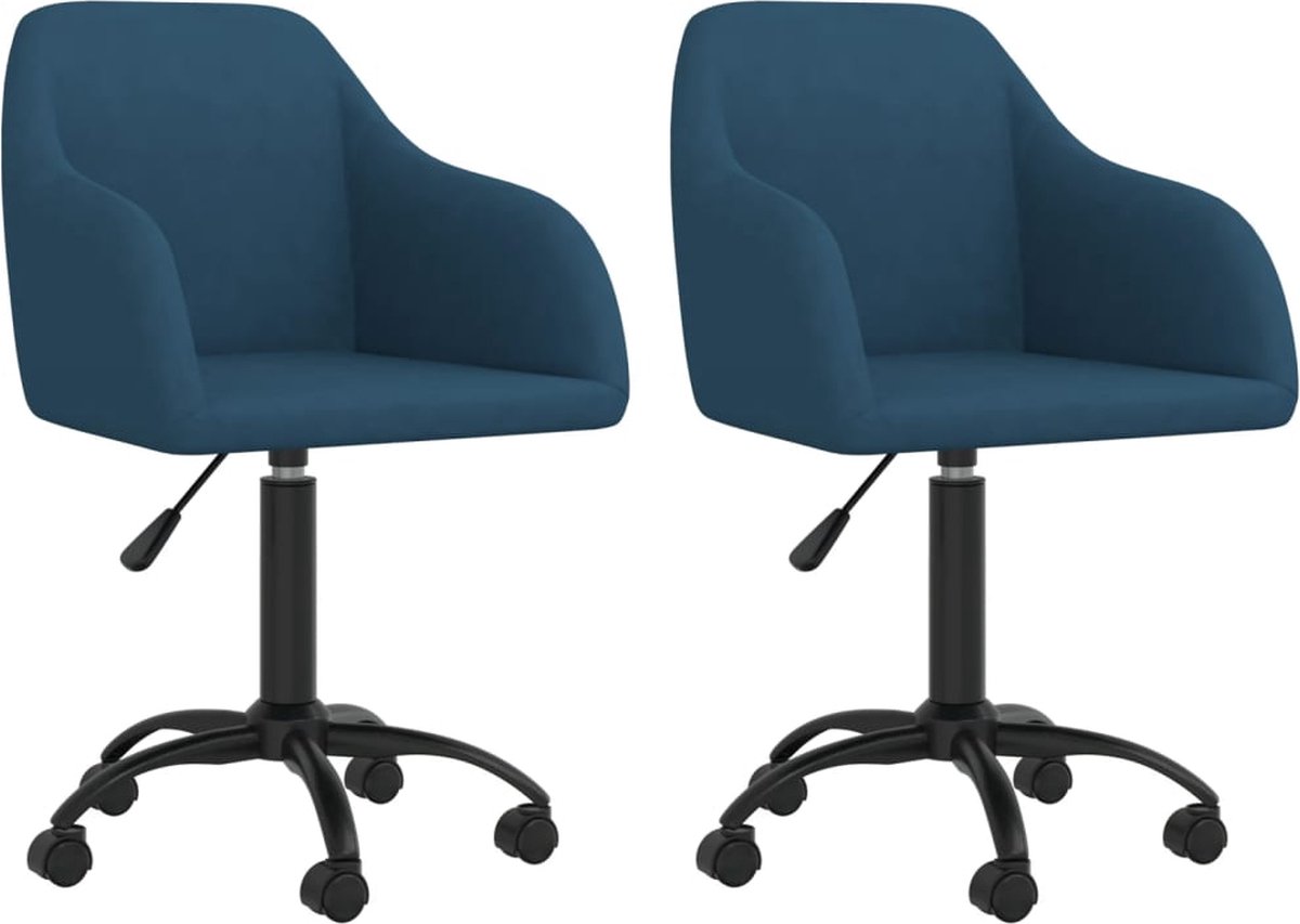 Vidaxl Eetkamerstoelen Draaibaar 2 St Fluweel - Blauw