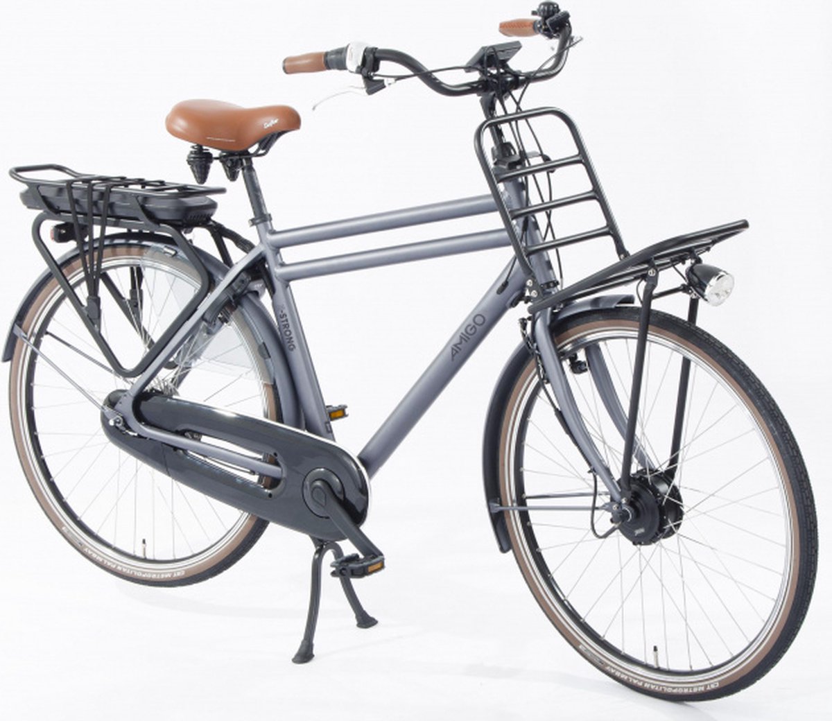 Amigo Elektrische Transportfiets E-strong T2 28 Inch 54 Cm Heren 3v Rollerbrake Matgrijs