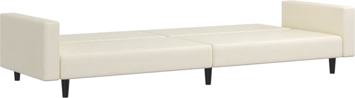 Vidaxl Slaapbank 2-zits Met Voetenbank Kunstleer Crèmekleurig