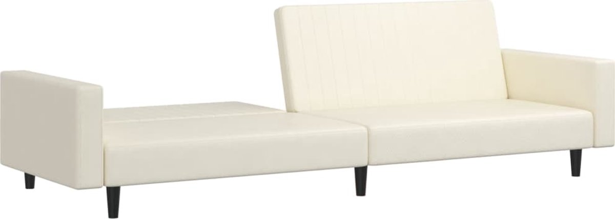 Vidaxl Slaapbank 2-zits Met Voetenbank Kunstleer Crèmekleurig