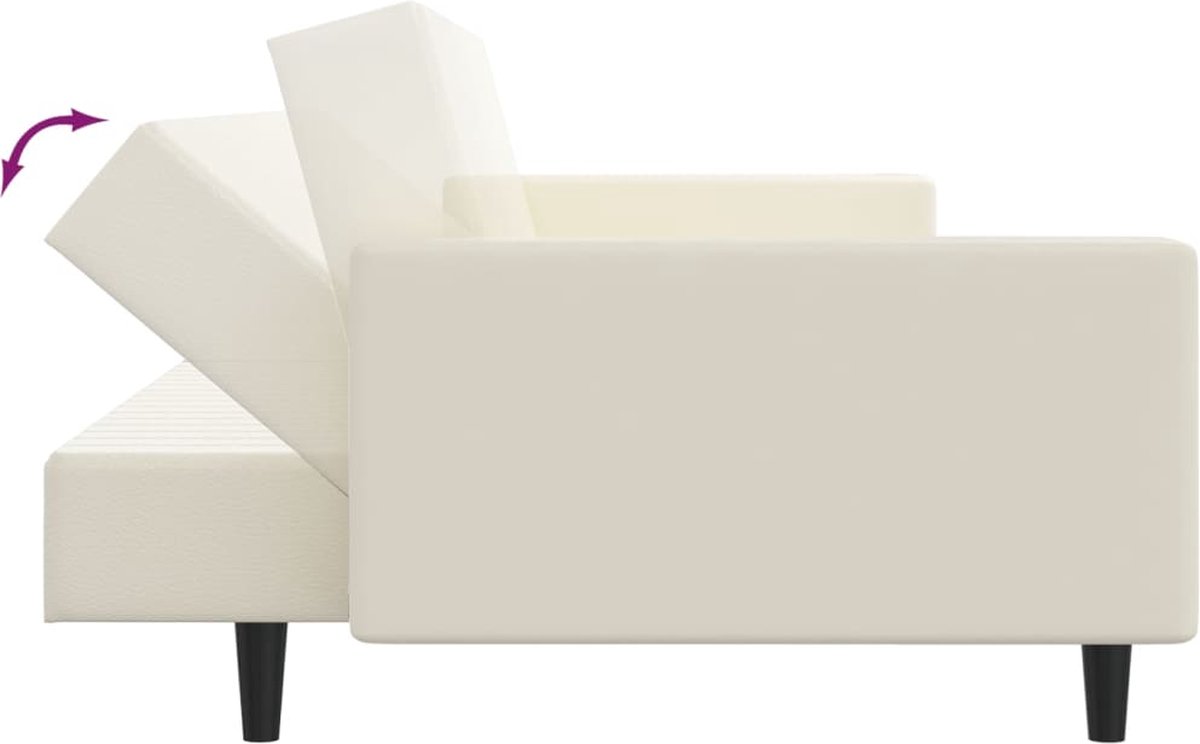 Vidaxl Slaapbank 2-zits Met Voetenbank Kunstleer Crèmekleurig