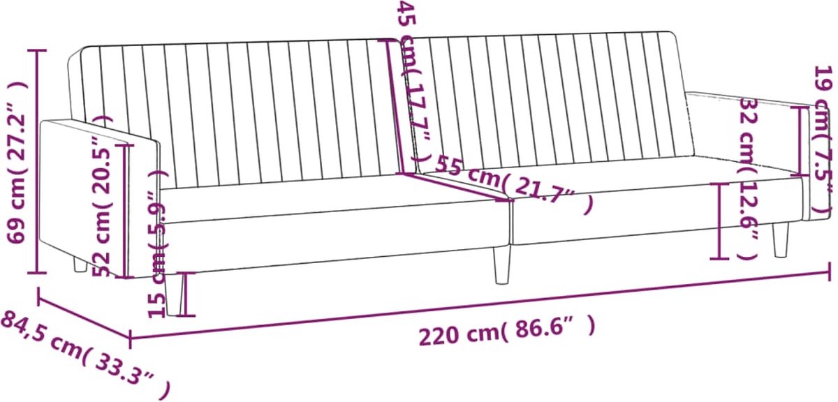 Vidaxl Slaapbank 2-zits Met Voetenbank Kunstleer Crèmekleurig
