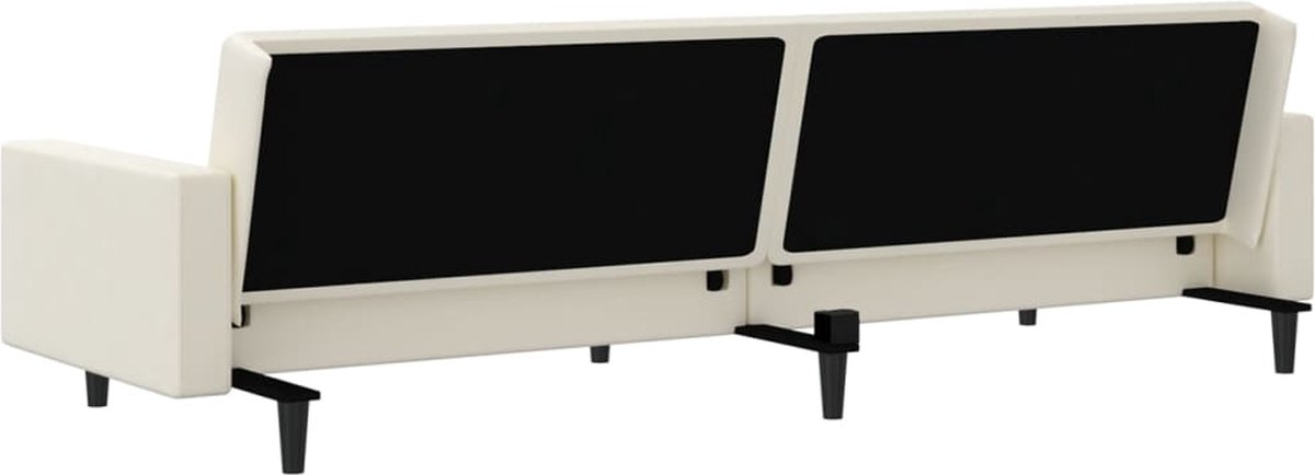 Vidaxl Slaapbank 2-zits Met Voetenbank Kunstleer Crèmekleurig
