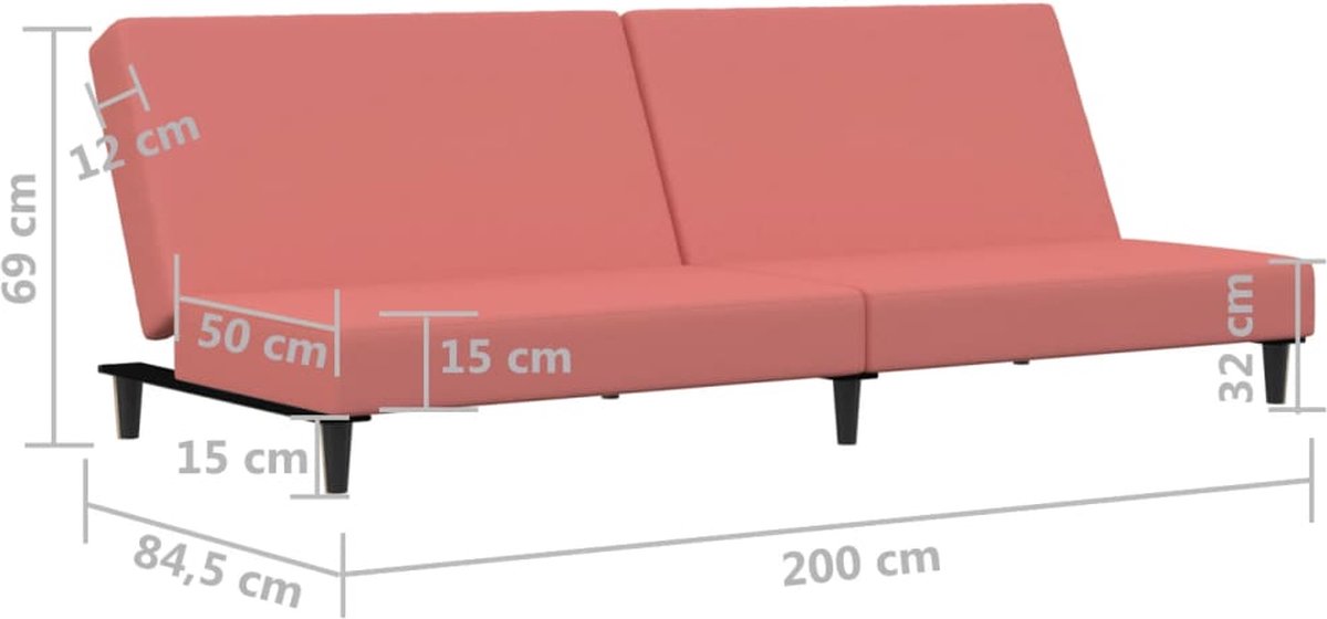 Vidaxl Slaapbank 2-zits Fluweel - Roze