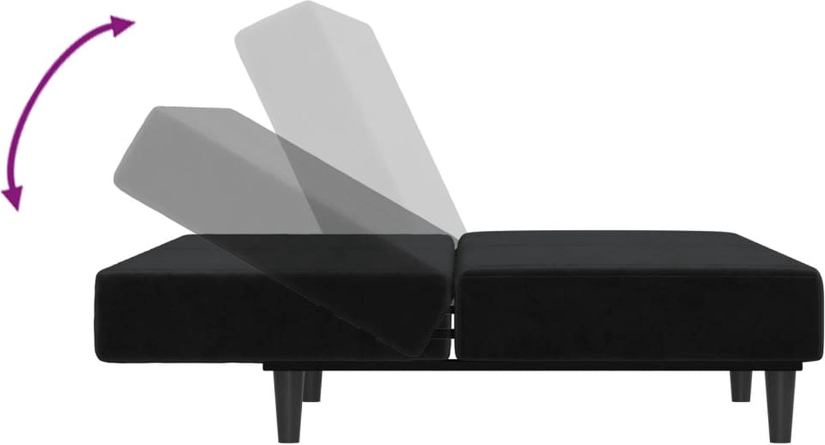 Vidaxl Slaapbank 2-zits Fluweel - Zwart