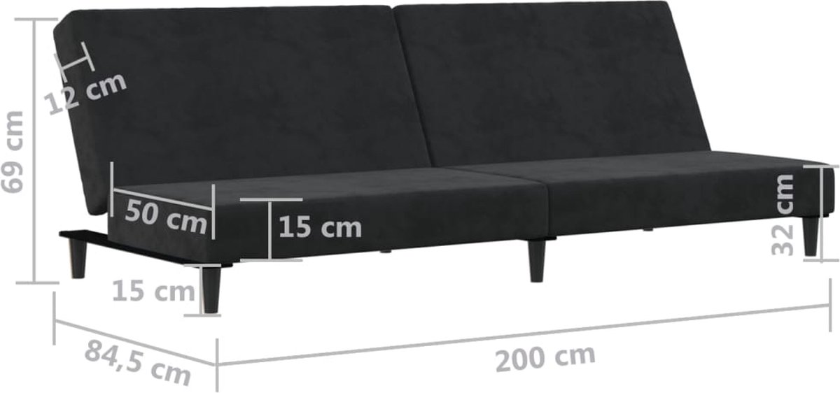 Vidaxl Slaapbank 2-zits Fluweel - Zwart