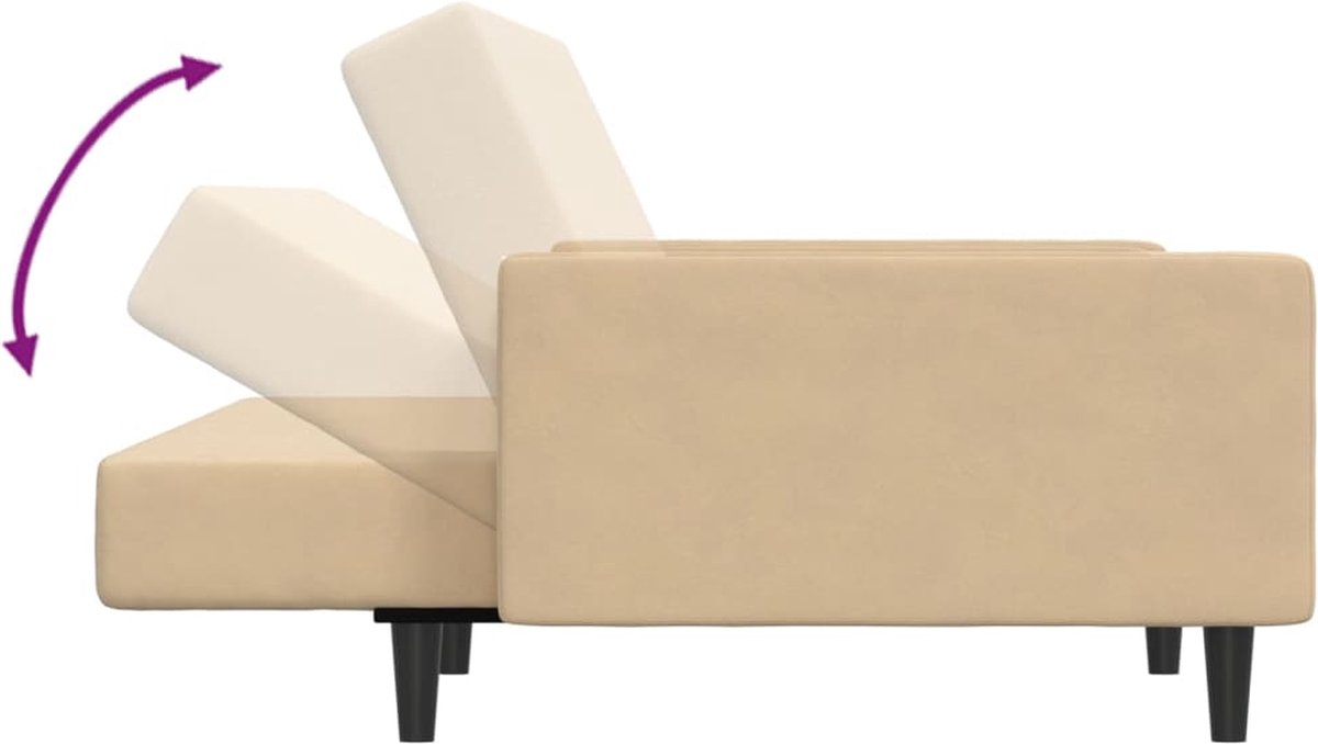 Vidaxl Slaapbank 2-zits Fluweel Crèmekleurig
