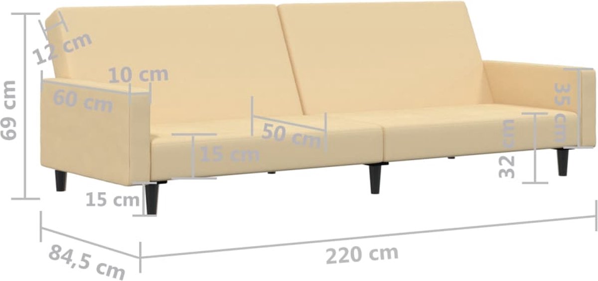 Vidaxl Slaapbank 2-zits Fluweel Crèmekleurig