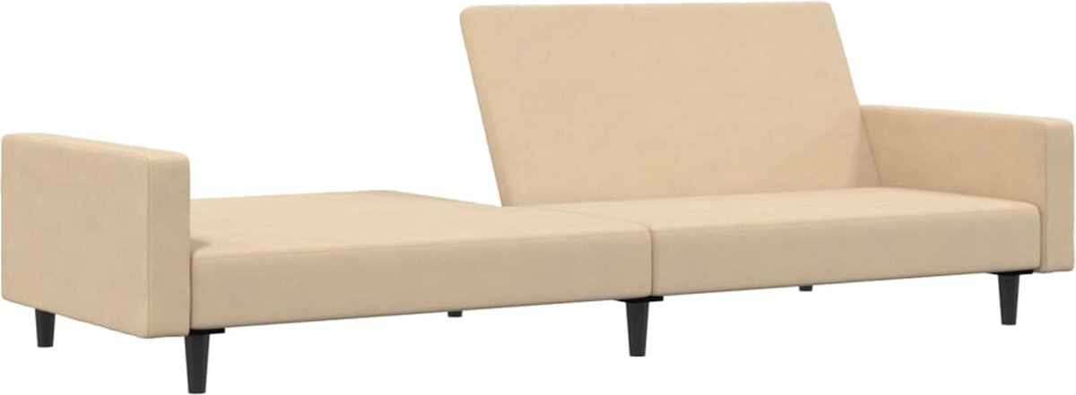 Vidaxl Slaapbank 2-zits Fluweel Crèmekleurig