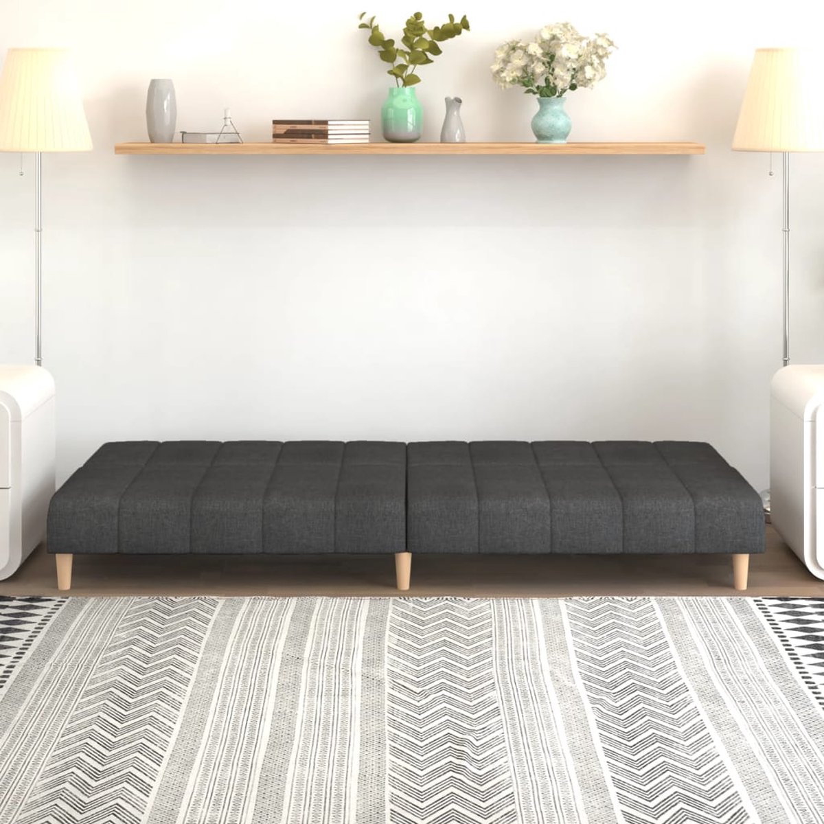 Vidaxl Slaapbank 2-zits Stof Donker - Grijs