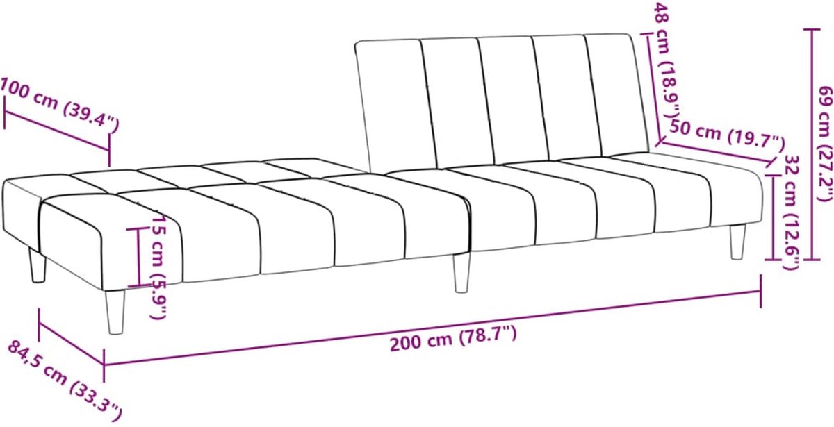 Vidaxl Slaapbank 2-zits Stof Crèmekleurig