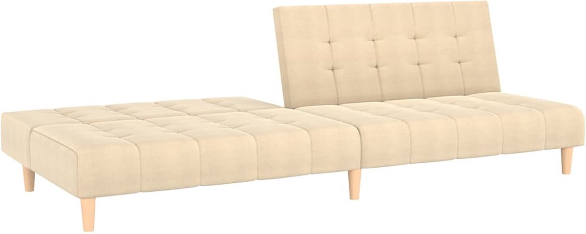 Vidaxl Slaapbank 2-zits Stof Crèmekleurig