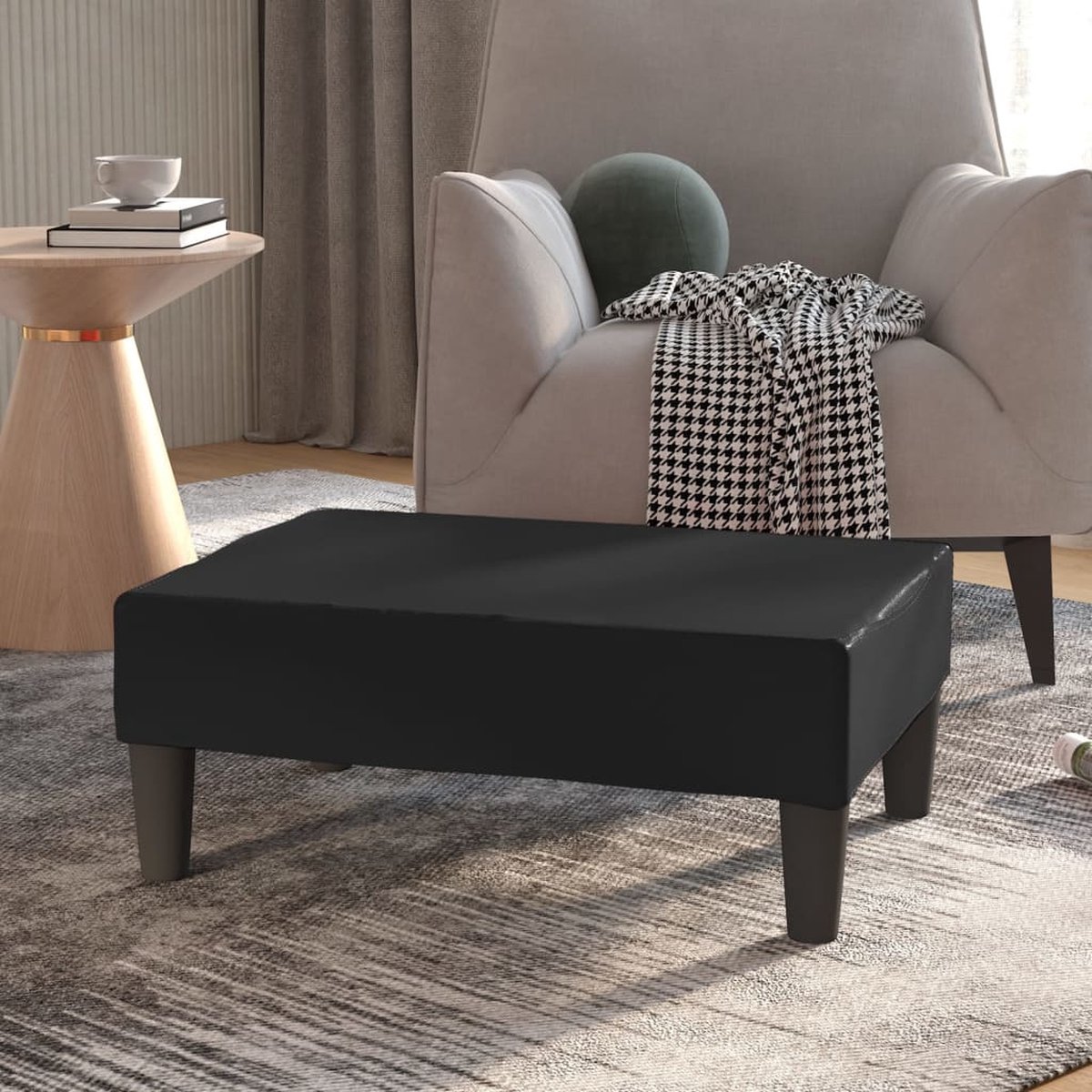 Vidaxl Voetenbank 78x56x32 Cm Kunstleer - Zwart
