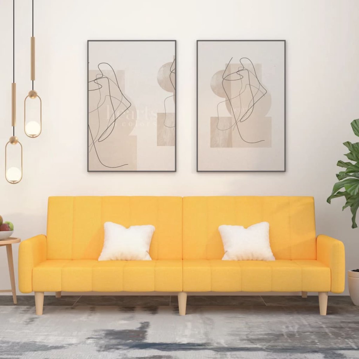 Vidaxl Slaapbank 2-zits Stof - Geel