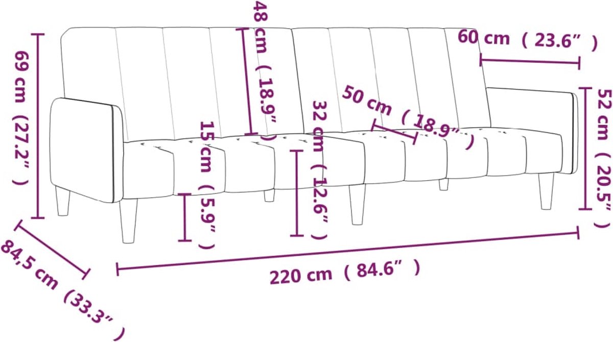Vidaxl Slaapbank 2-zits Stof - Geel