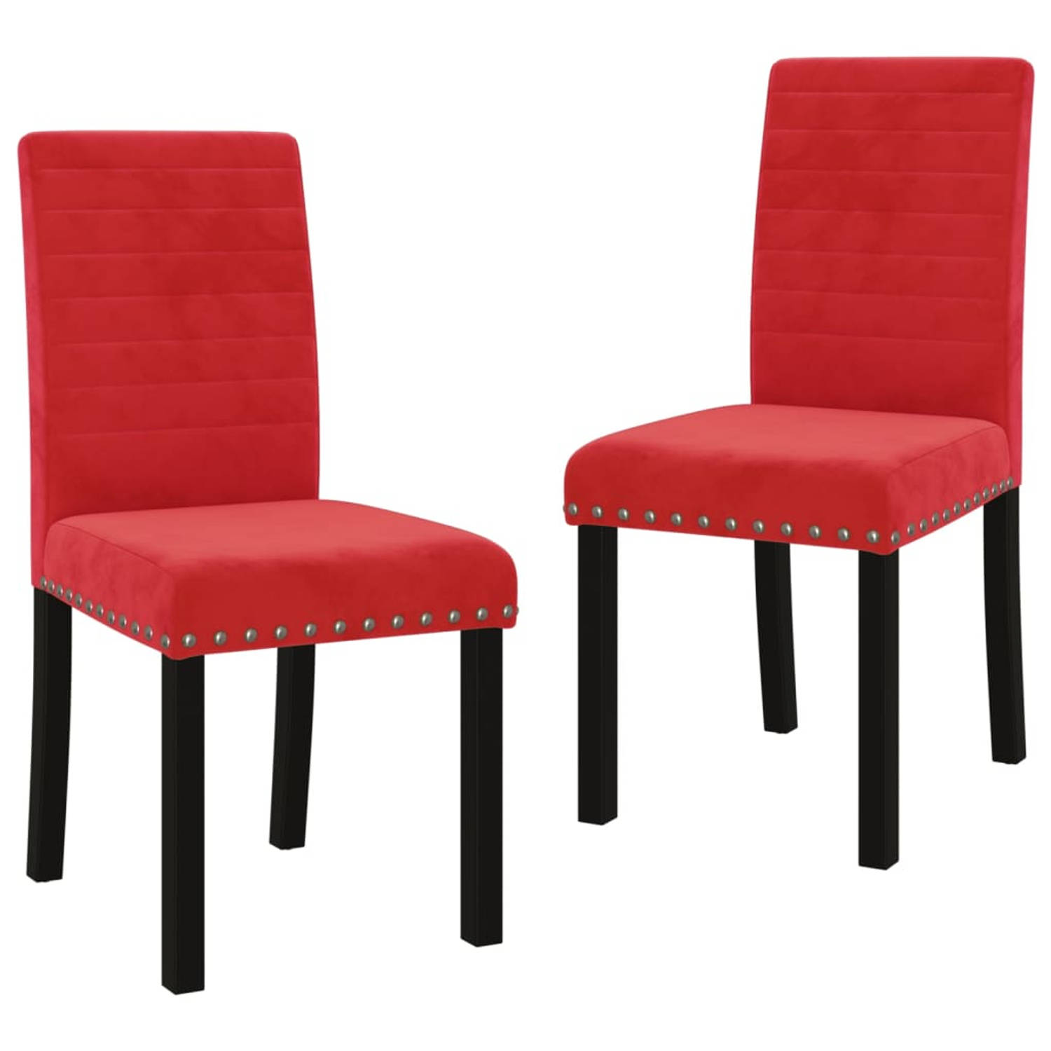 Vidaxl Eetkamerstoelen 2 St Fluweel Wijn - Rood