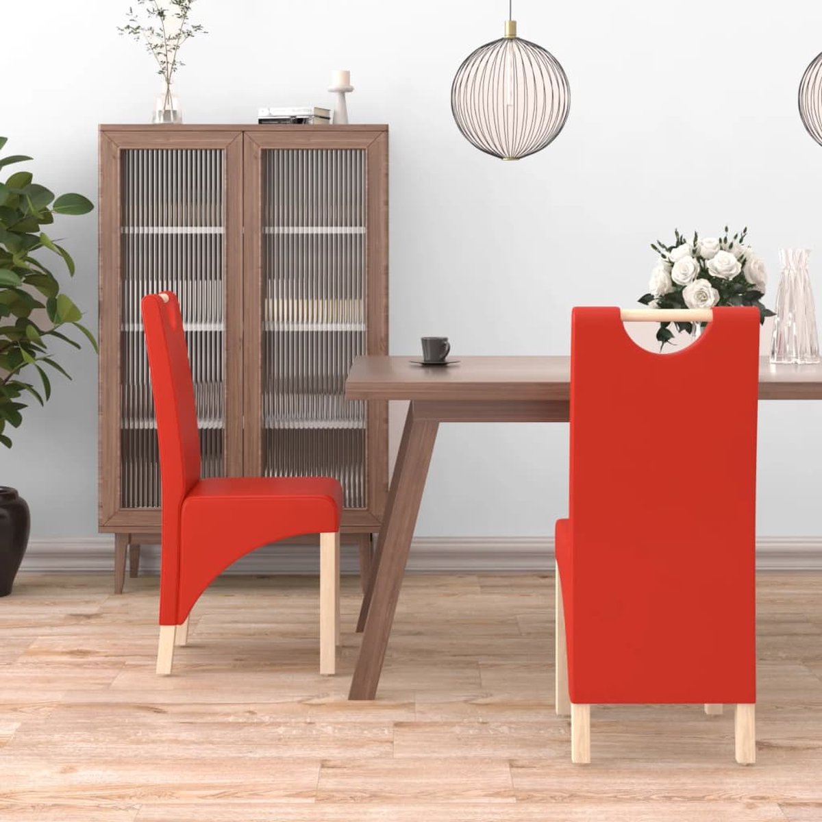 Vidaxl Eetkamerstoelen 2 St Kunstleer - Rood