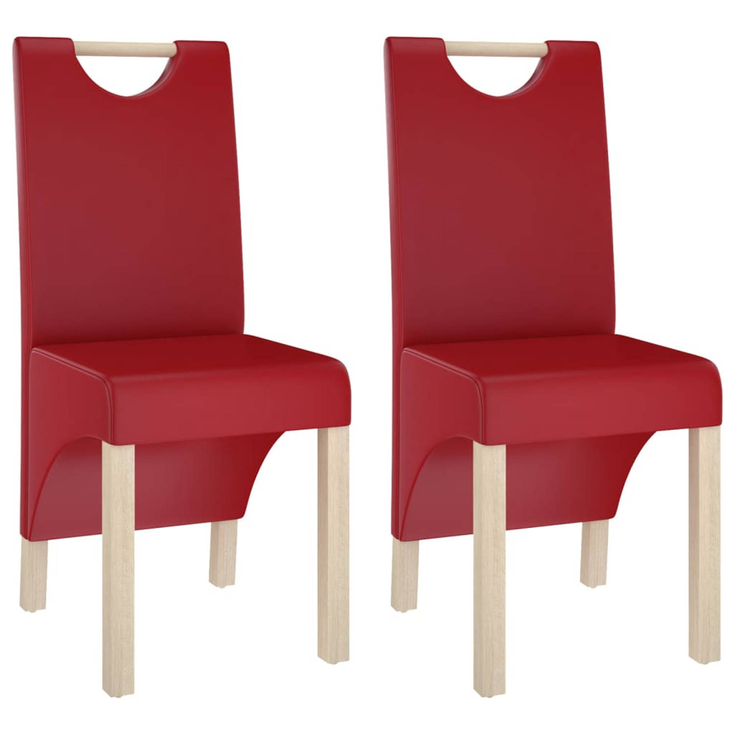 Vidaxl Eetkamerstoelen 2 St Kunstleer Wijn - Rood