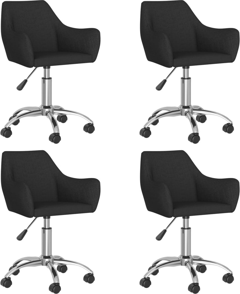 Vidaxl Eetkamerstoelen Draaibaar 4 St Stof - Zwart