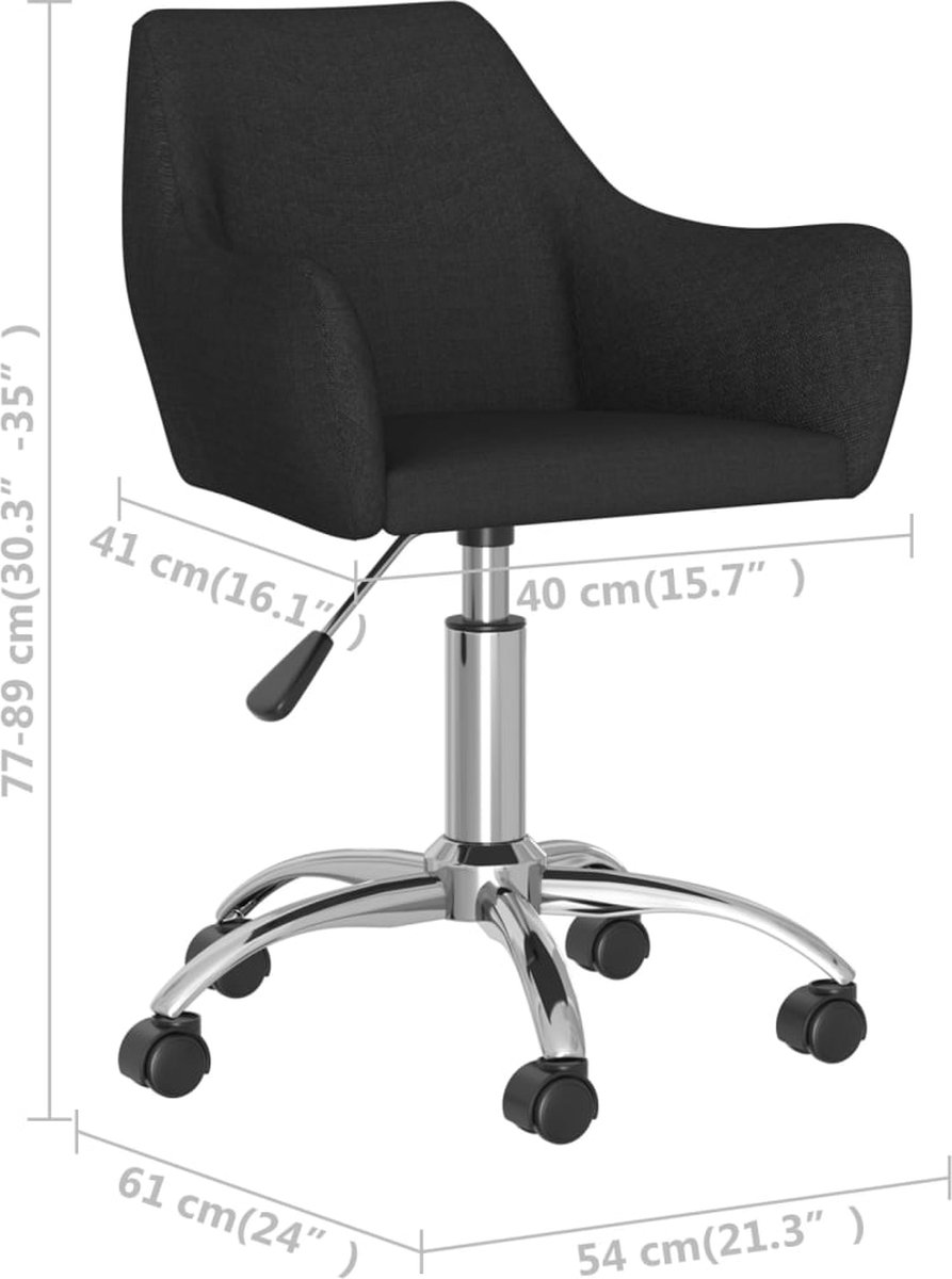 Vidaxl Eetkamerstoelen Draaibaar 4 St Stof - Zwart