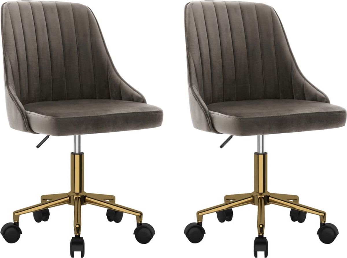 Vidaxl Eetkamerstoelen Draaibaar 2 St Fluweel Donker - Grijs