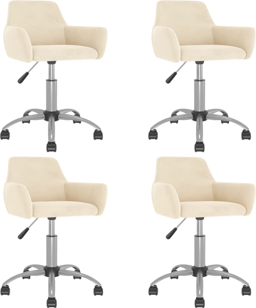 Vidaxl Eetkamerstoelen Draaibaar 4 St Fluweel Crèmekleurig