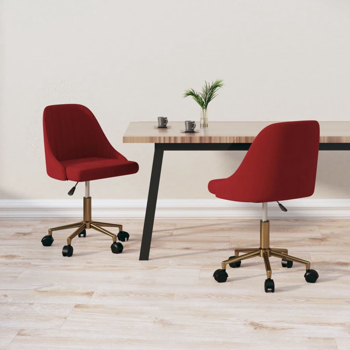 Vidaxl Eetkamerstoelen Draaibaar 2 St Fluweel Wijn - Rood