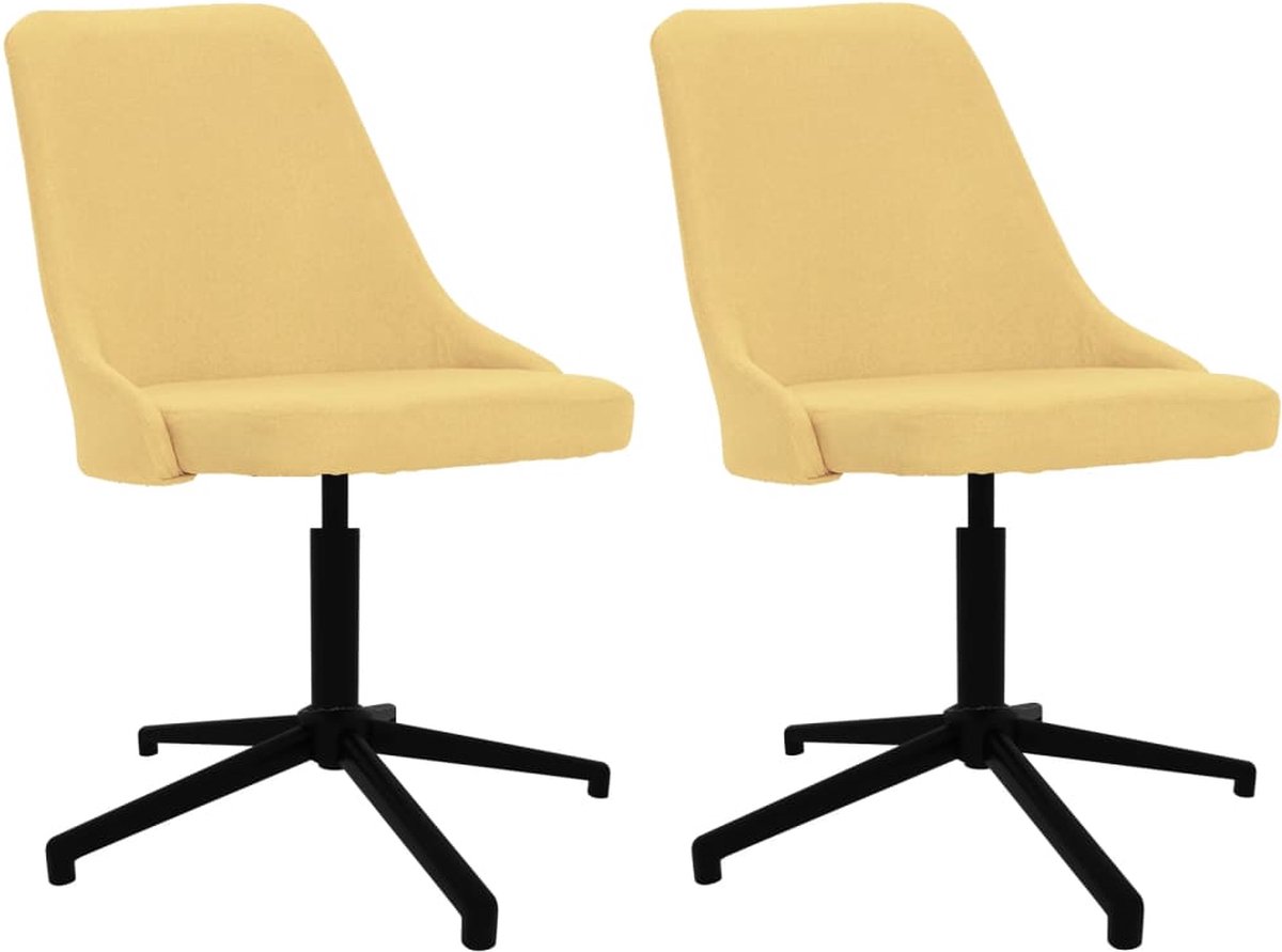 Vidaxl Eetkamerstoelen Draaibaar 2 St Stof - Geel