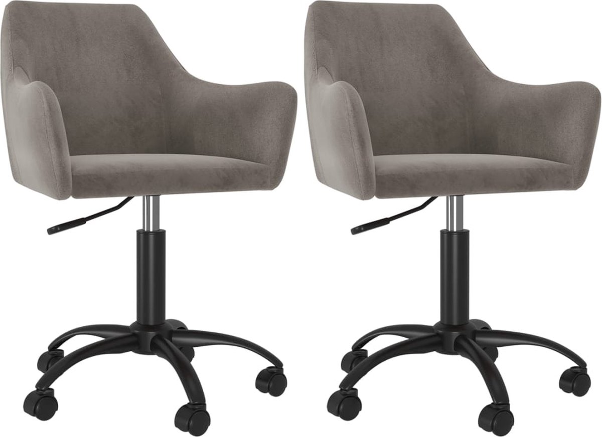 Vidaxl Eetkamerstoelen Draaibaar 2 St Fluweel Licht - Grijs